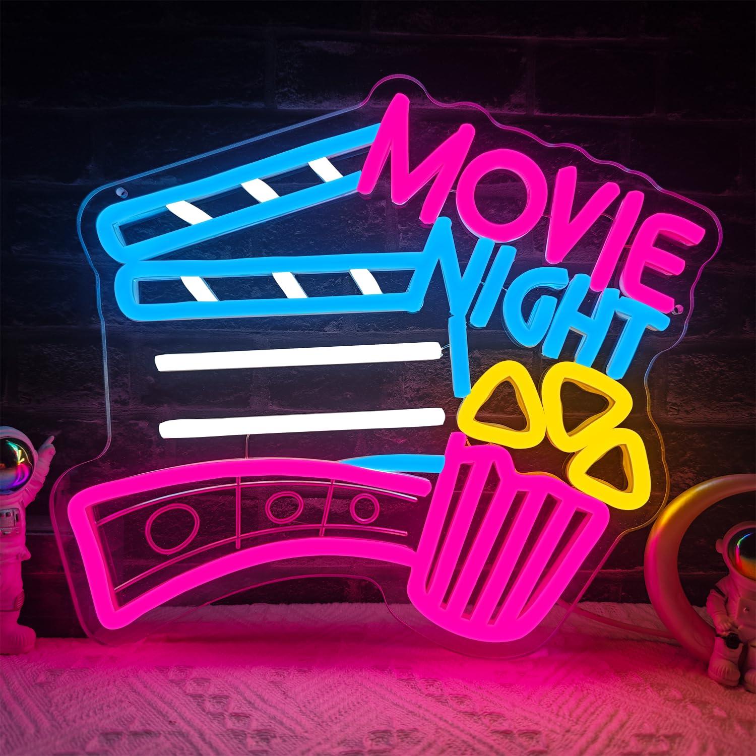 Home Cinema Wall Lights - Filmnacht-Neonschild USB-dimmbares LED-Neonlicht für Heimkino, Filmraum,