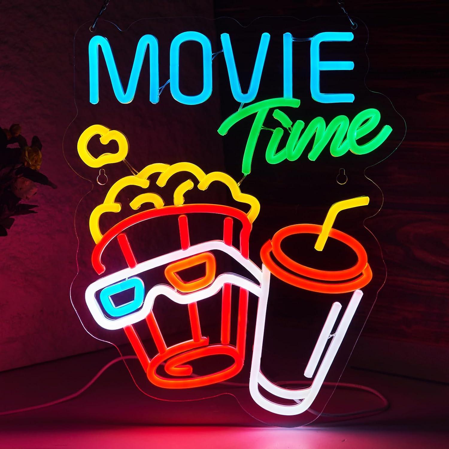 Home Cinema Wall Lights - Filmzeit-Neonschild, USB-dimmbare LED-Leuchten für Kino, Filmthema,