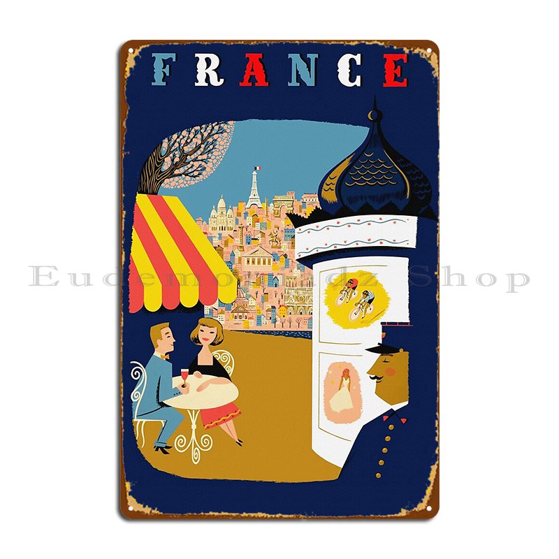 Home Cinema France - Vintage Frankreich Gehweg Café Reise Metall