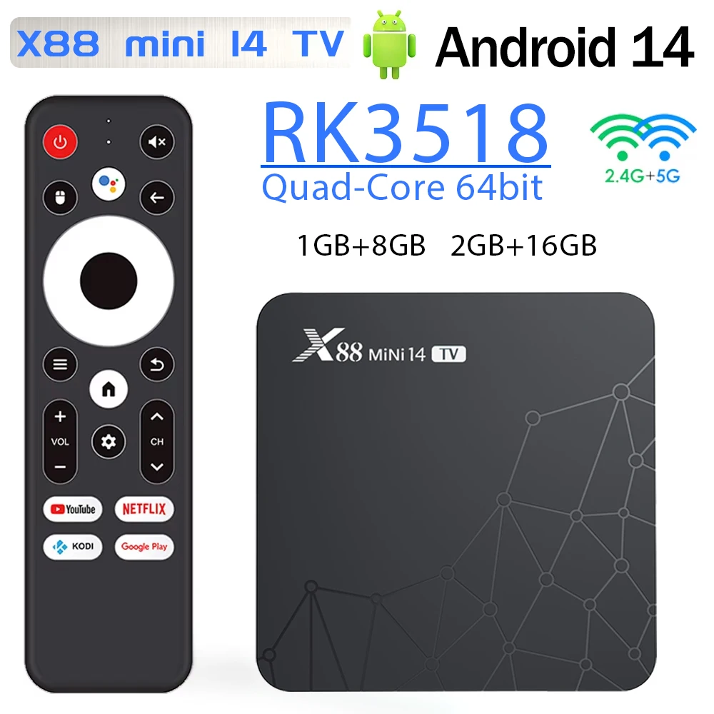 Netflix Home Cinema - Android14 X88 MINI 14 TV-Box Bluetooth