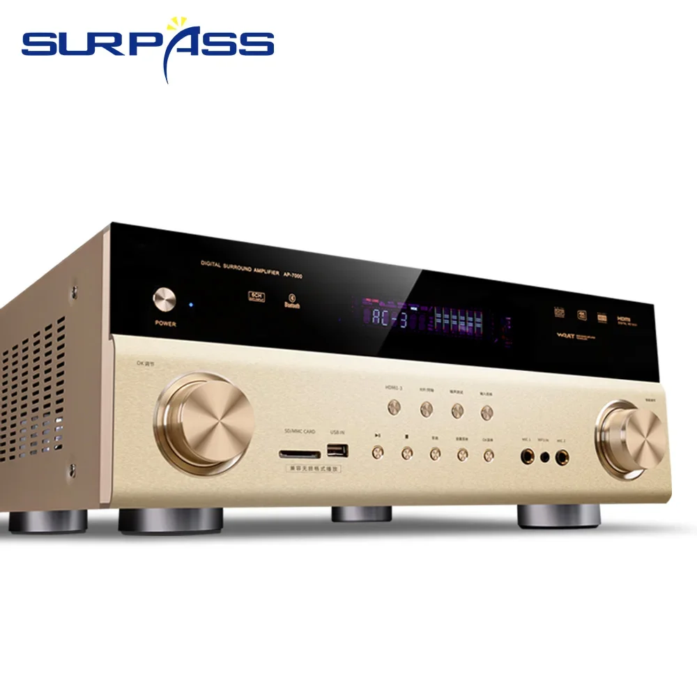 Home Cinema Atmos - Heimkino-Audioverstärker 6-Kanal Bluetooth HiFi Digitalverstärker True