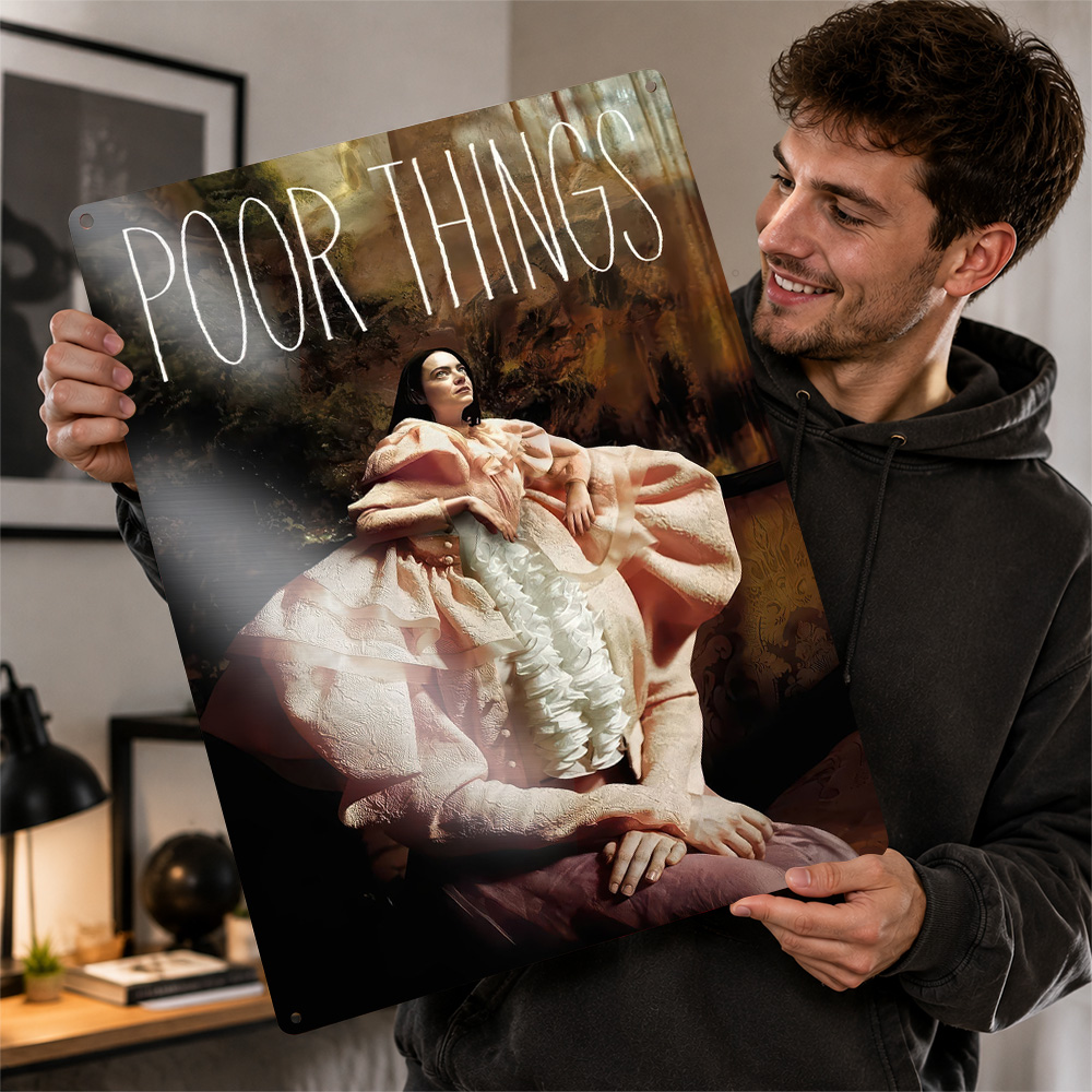Home Cinema Gifts - Poor Things Filmplakat Kino-Wandkunst Personalisiertes Retro-Metallschild