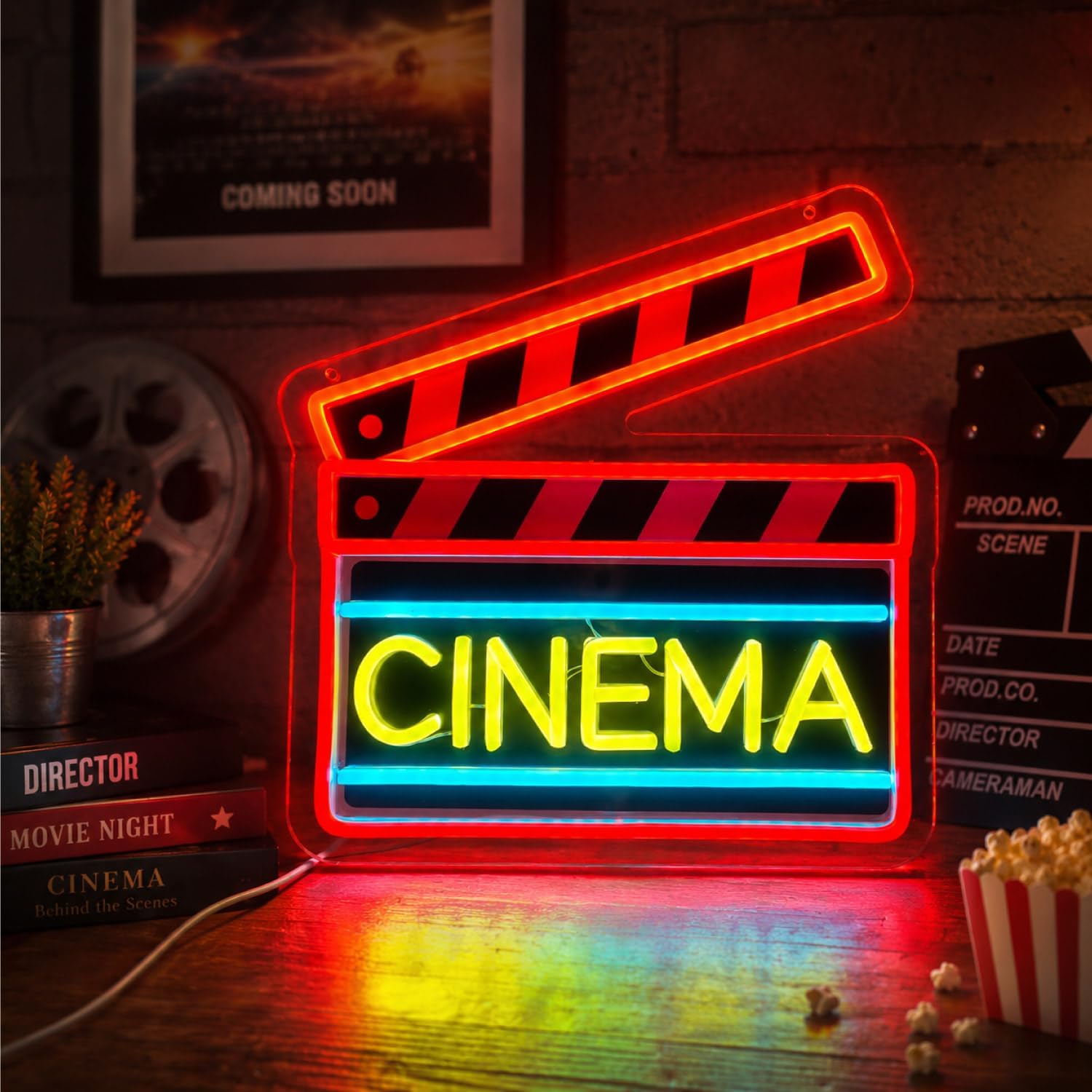 Home Cinema Wall Lights - Kino-Klappbrett LED-Neonschild USB-Neonlicht für Heimkino, Filmraum,