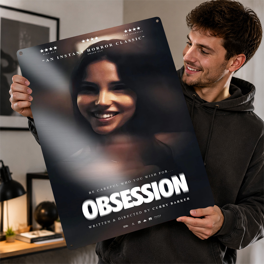 Home Cinema Gifts - Obsession Film Metallposter Kino-Wandkunst Personalisiertes Retro-Blechschild