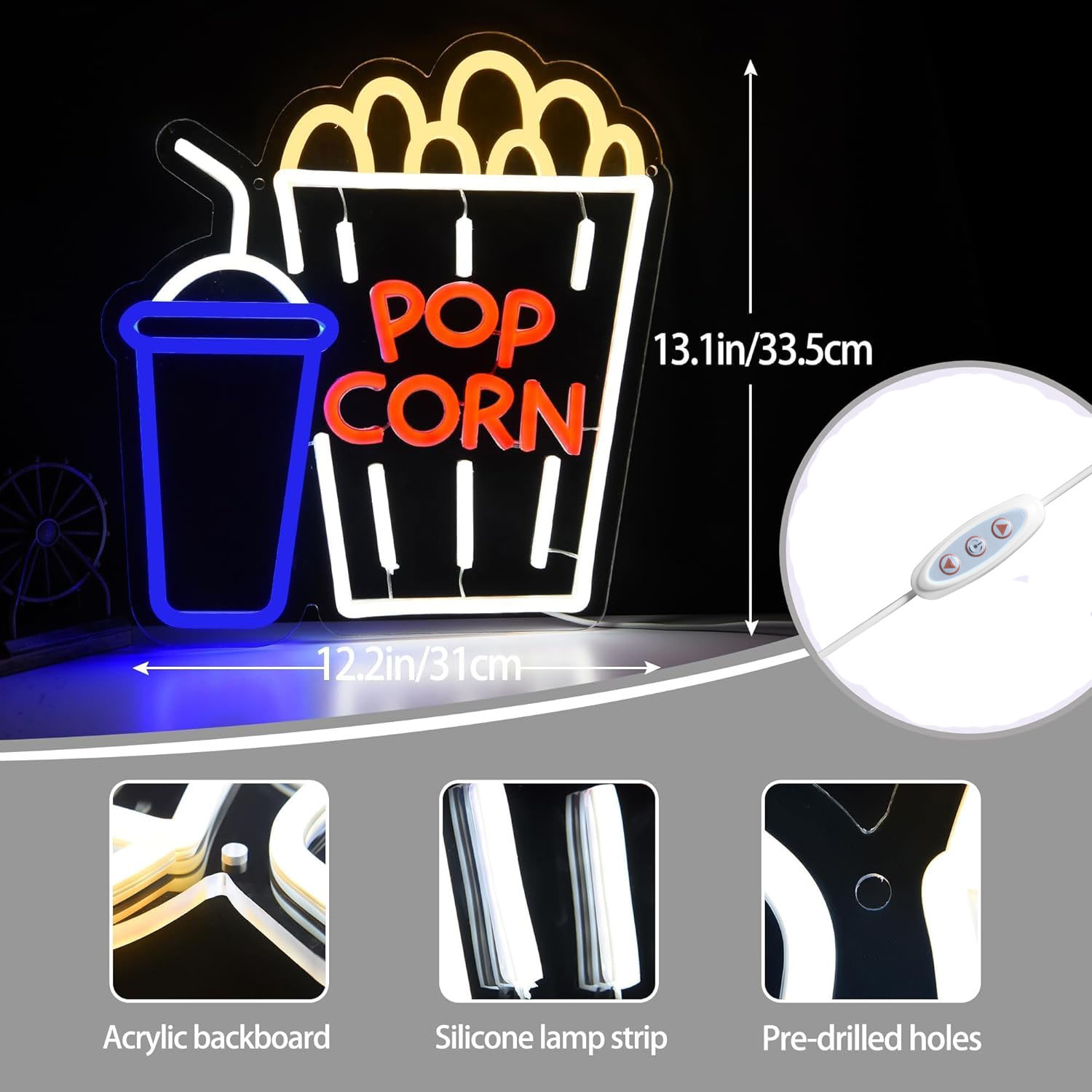 Popcorn-Getränke-Neonschild LE – Home Cinema Wall Lights Bewertung und Preis