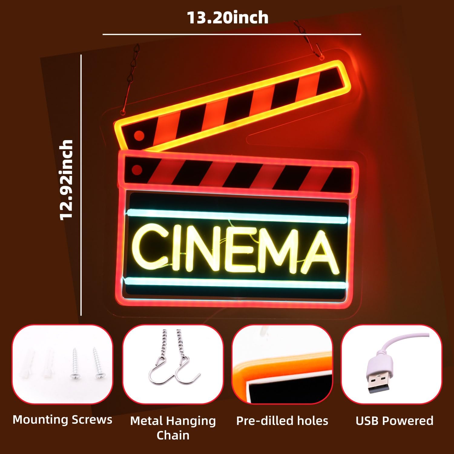 Kino-Klappbrett LED-Neonschild – Home Cinema Wall Lights Bewertung und Preis